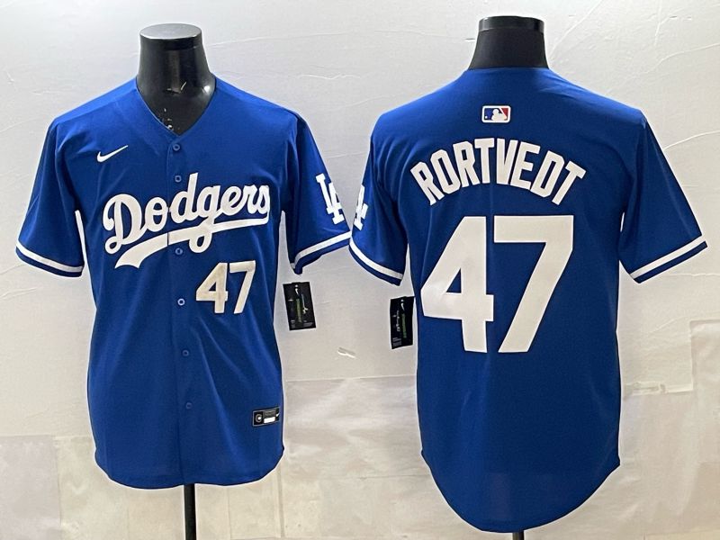 Men 2025 Los Angeles Dodgers #47 Rortvedt Blue Game Nike MLB Jersey style 001